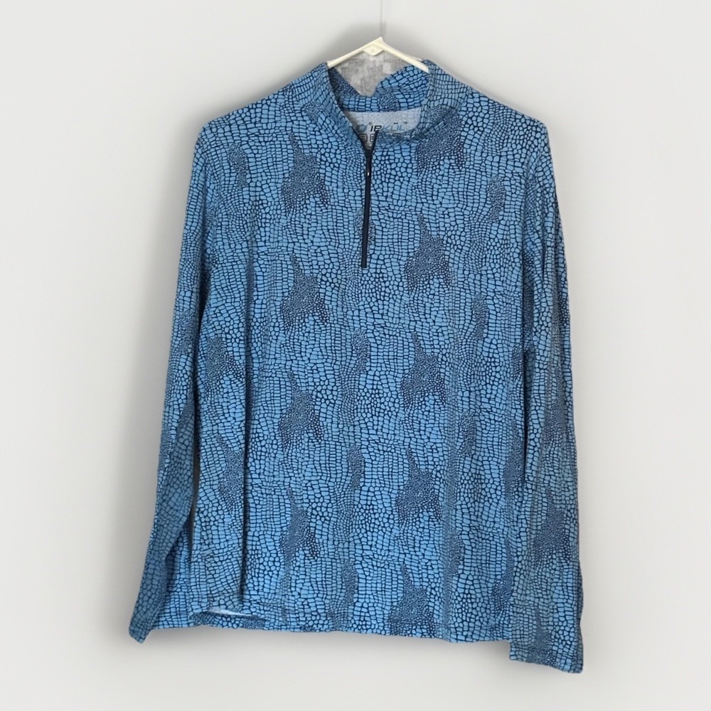 IBKUL Snake Print Zip Top Womens XXL Blue Golf Sun‎ Shirt UPF 50 Cooling Resort